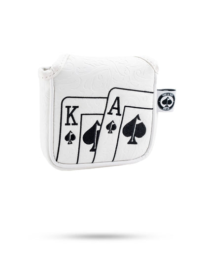 White Out Ace of Spades - Mallet Putter Cover - Pins and Aces