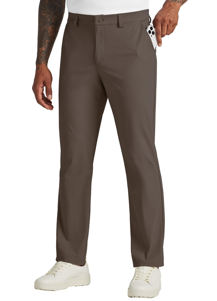 Willit Mens Golf Pants Stretch and Quick Dry with 4 Pockets - Brown - 32W x 34L