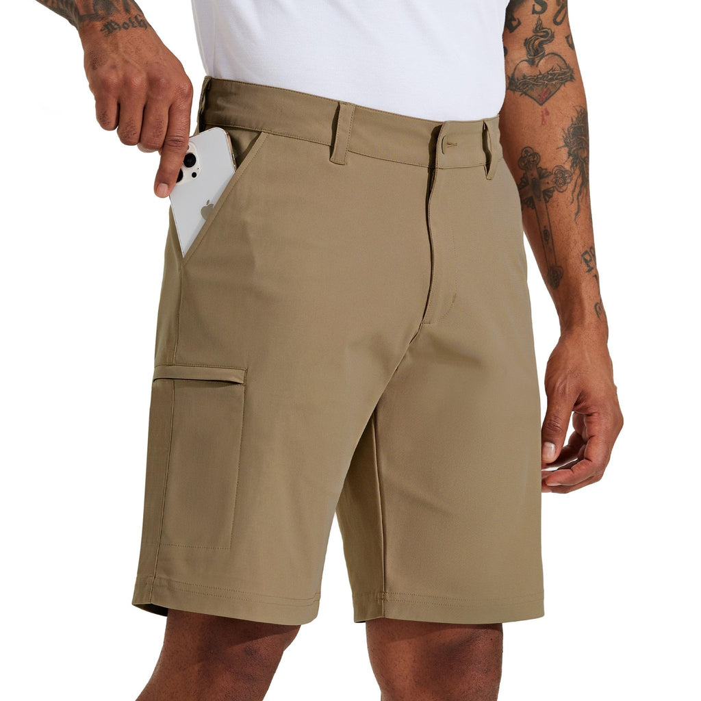 Willit Men's Golf Shorts Stretch Hiking Cargo Shorts Athletic Quick Dry Casual Work Shorts with Pockets 10" - Deep Khaki - 38