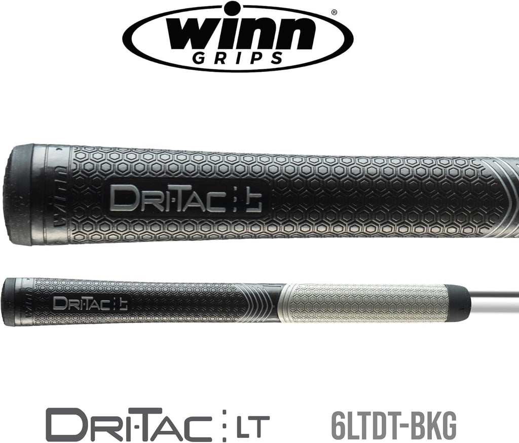 WINN DRI-TAC LT MIDSIZE Golf Grip - Non-Slip Comfort, Moisture-Wicking, Shock Absorption, AVS Technology, Hand Alignment & Arthritis Relief, Better Control with Lighter Grip Pressure, Ideal for Hand Injuries, Less Tapered Profile for Easier Gripping - -