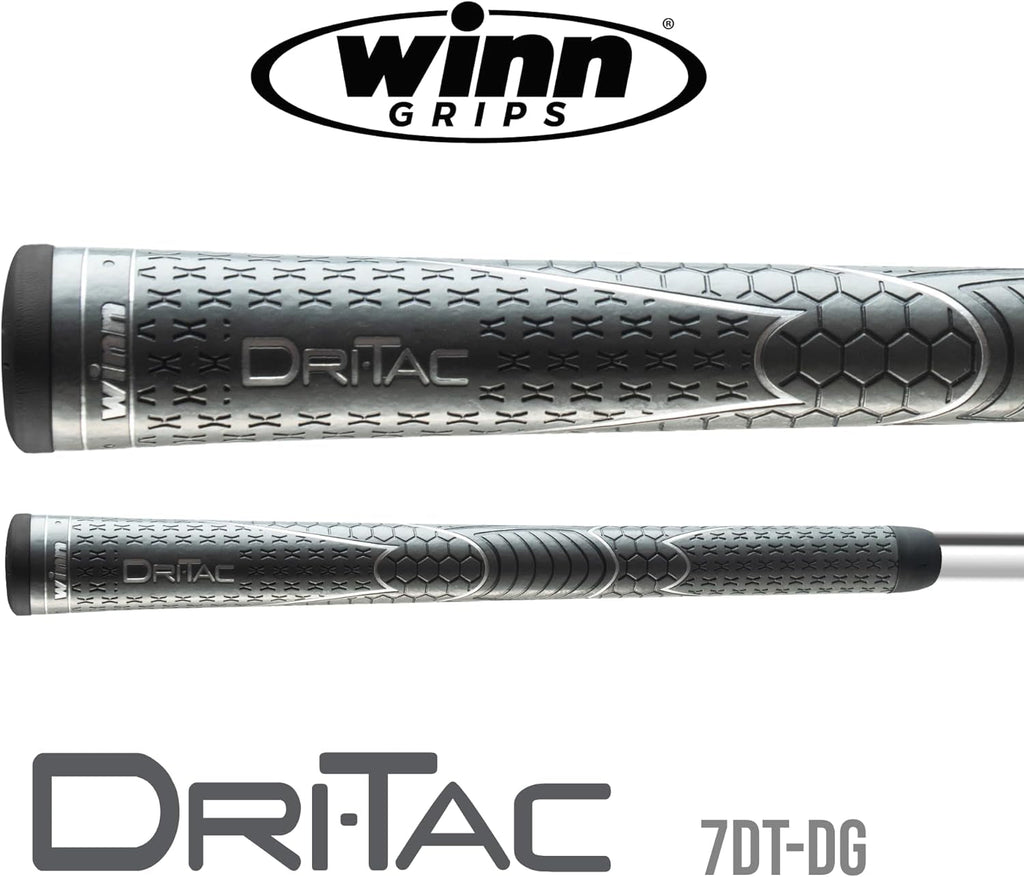 WINN DRI-TAC OVERSIZE Golf Grip, Non-Slip & Cushioned, Ultimate Comfort & Moisture-Wicking, Tackiness and Shock Absorption, Maximum Shock Absorption for Hand Fatigue Sufferers, AVS Tech, Lighter Grip Pressure, All-Weather Playability, Premium Polymer - -