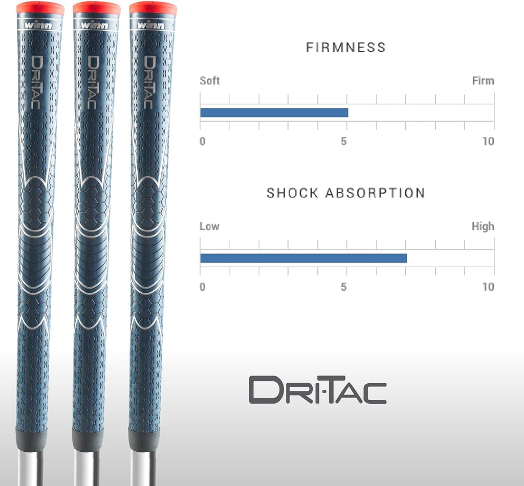 WINN DRI-TAC STANDARD Golf Grip - Non-Slip & Cushioned Comfort - Moisture-Wicking & Shock Absorption - AVS Technology - Hand Alignment & Lighter Grip Pressure - Tacky in All Weather - High-Performance Polymer Material - -