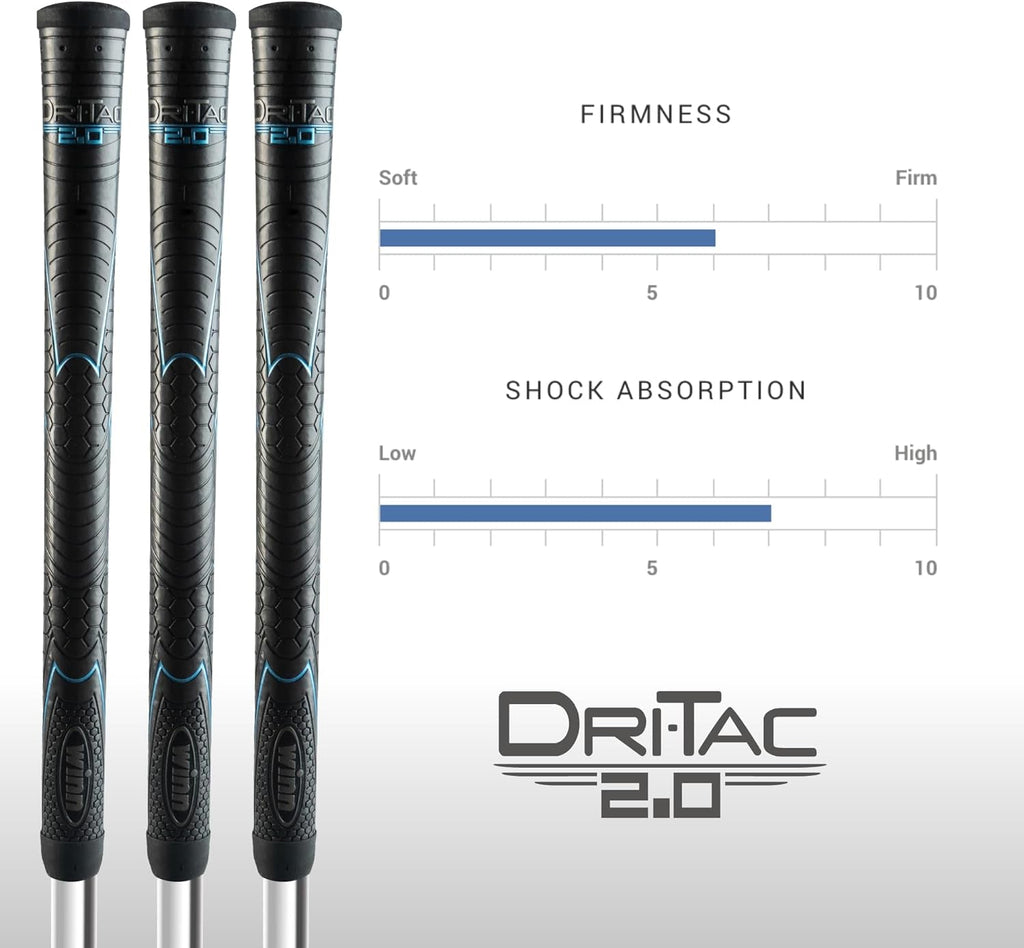 WINN GRIPS DRI-TAC 2.0 Golf Grip - Tacky Feel, Moisture-Wicking, Shock Absorption | AVS Technology for Enhanced Performance | Optimal Hand Alignment, Grip Pressure | Durable for Long-Lasting Use - Club Grip - Oversize