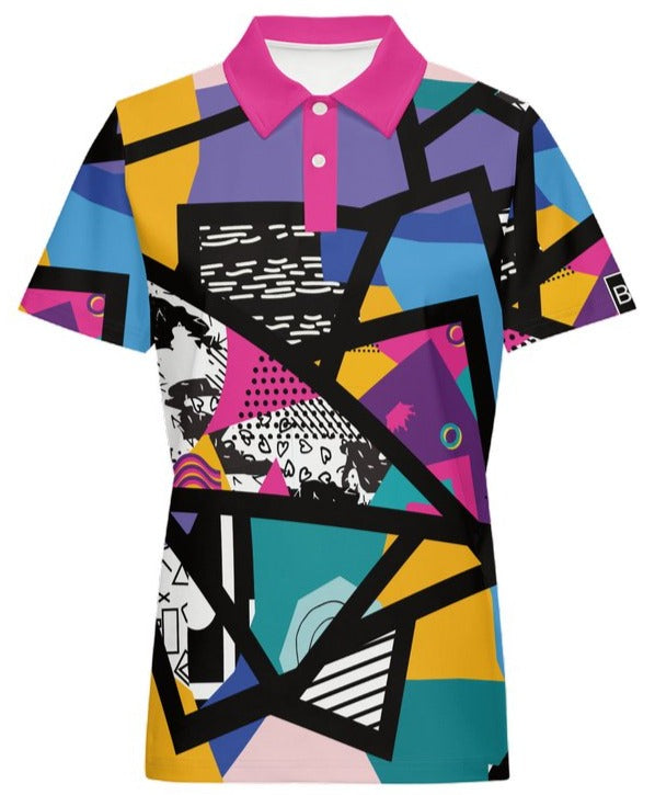 Women's Classic Fit Abstract Stretch Polo - S -