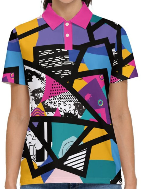 Women's Classic Fit Abstract Stretch Polo - S -