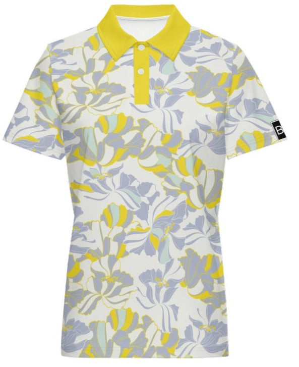 Women's Classic Fit Bright Floral Stretch Polo - S -