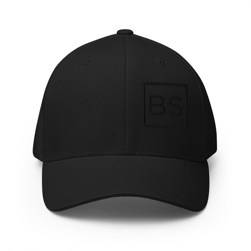 All BS All Day Black Logo Flexfit Hat - Black - S/M