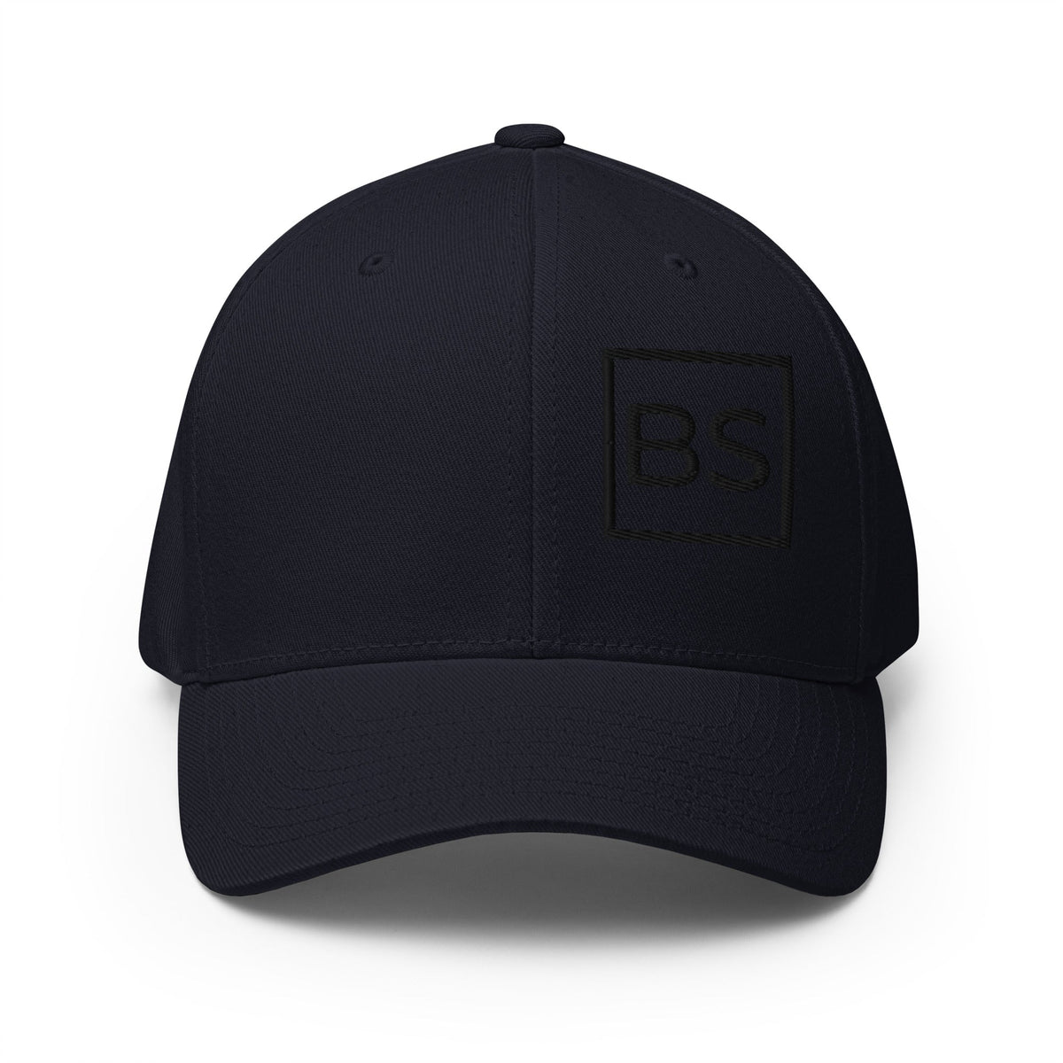 All BS All Day Black Logo Flexfit Hat - Dark Navy - S/M