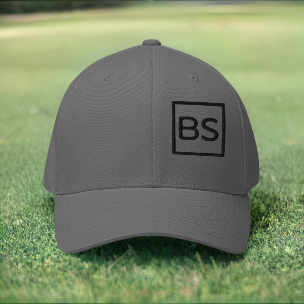 All BS All Day Black Logo Flexfit Hat - Grey - S/M