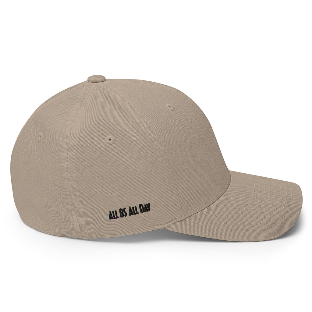 All BS All Day Black Logo Flexfit Hat - Khaki - L/XL