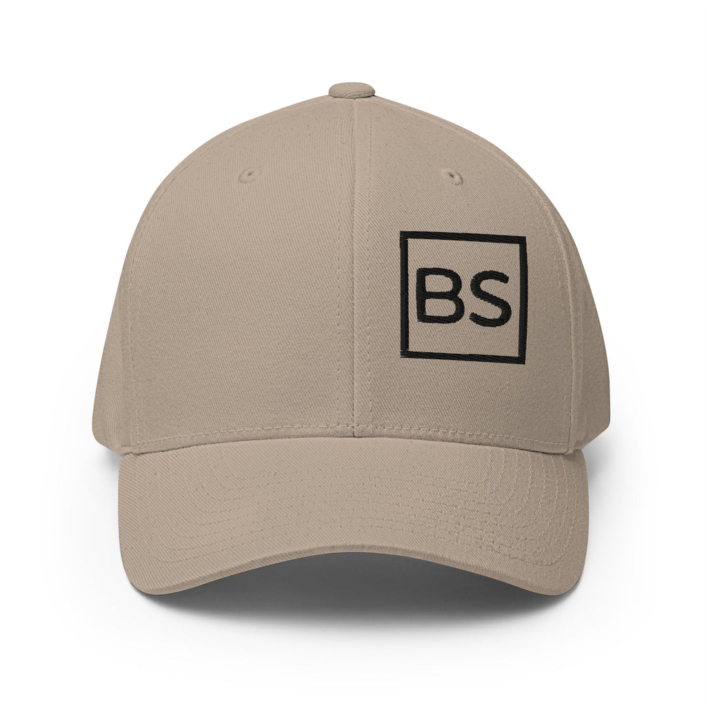 All BS All Day Black Logo Flexfit Hat - Khaki - S/M