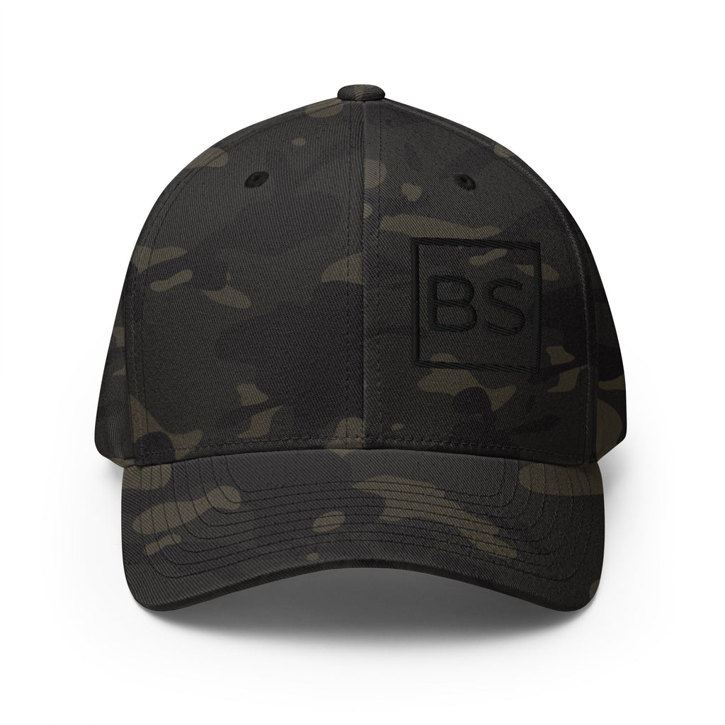 All BS All Day Black Logo Flexfit Hat - Multicam Black - S/M