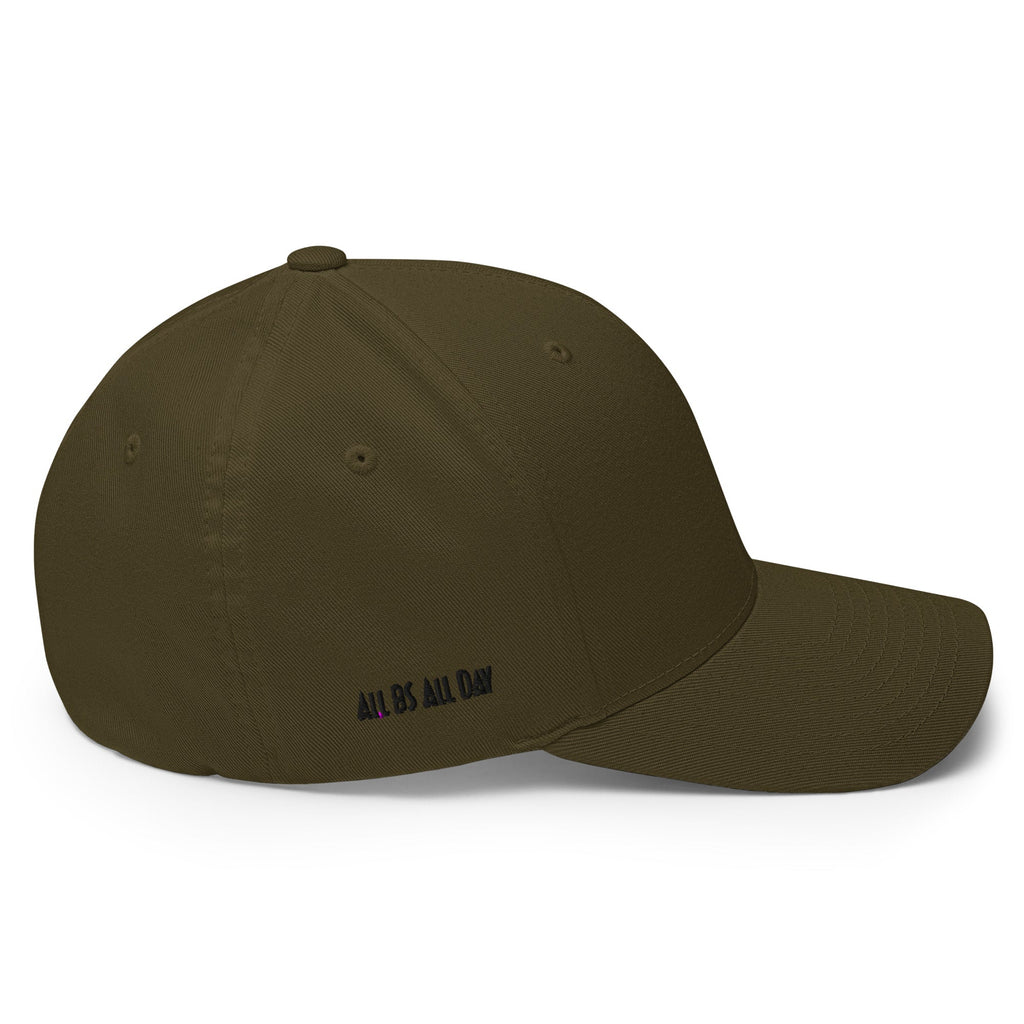 All BS All Day Black Logo Flexfit Hat - Olive - L/XL