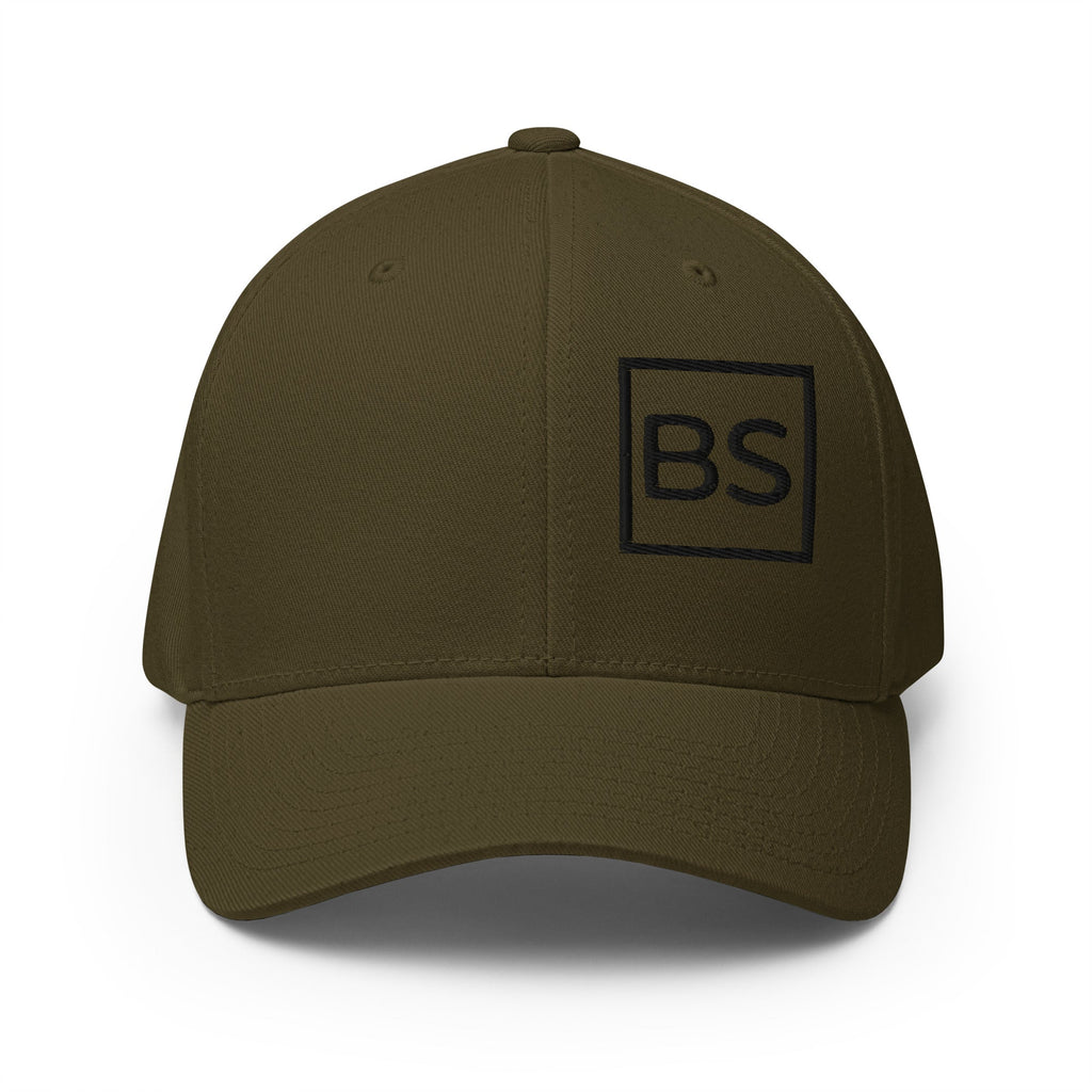 All BS All Day Black Logo Flexfit Hat - Olive - S/M