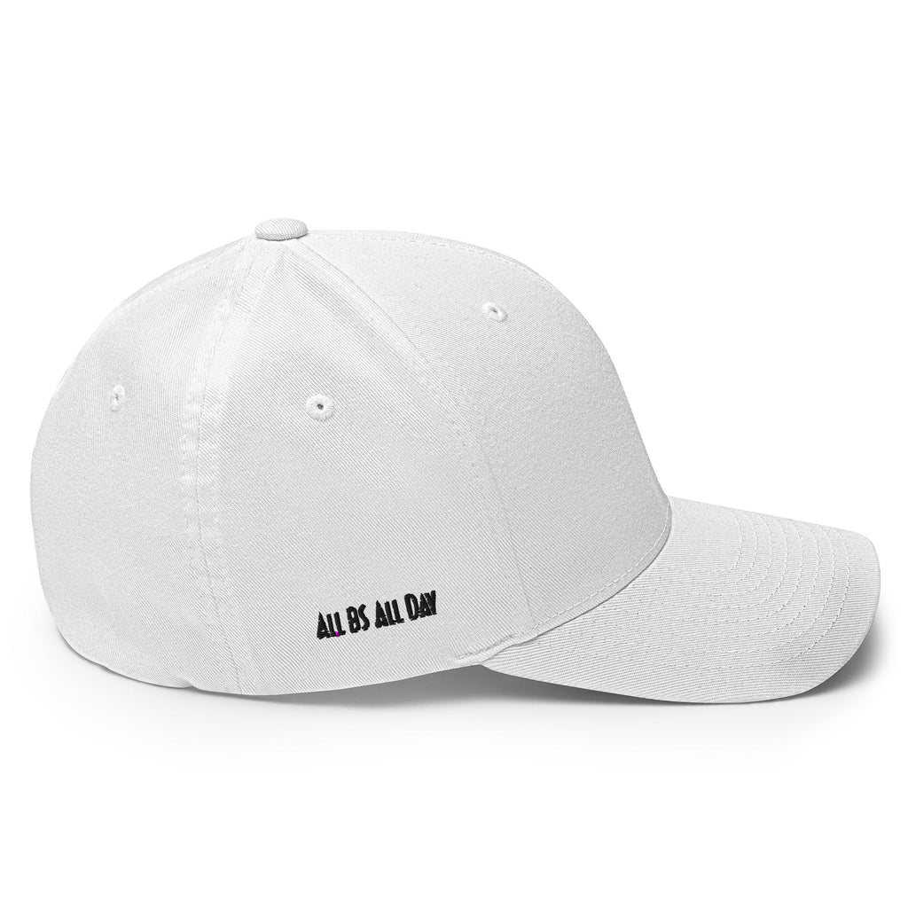 All BS All Day Black Logo Flexfit Hat - White - L/XL