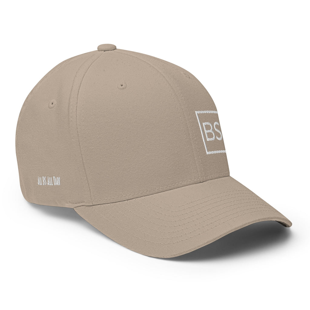 All BS All Day White Logo Flexfit Hat - Khaki - S/M
