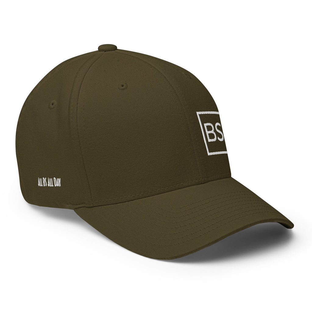 All BS All Day White Logo Flexfit Hat - Olive - S/M
