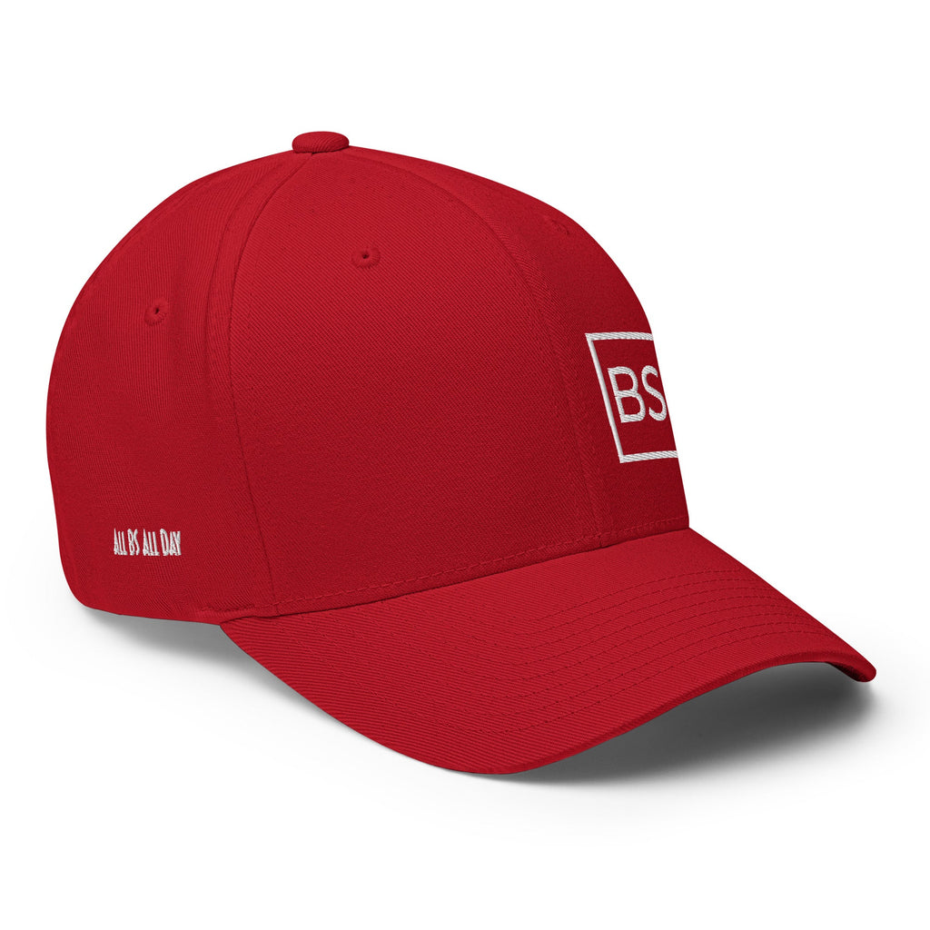 All BS All Day White Logo Flexfit Hat - Red - S/M