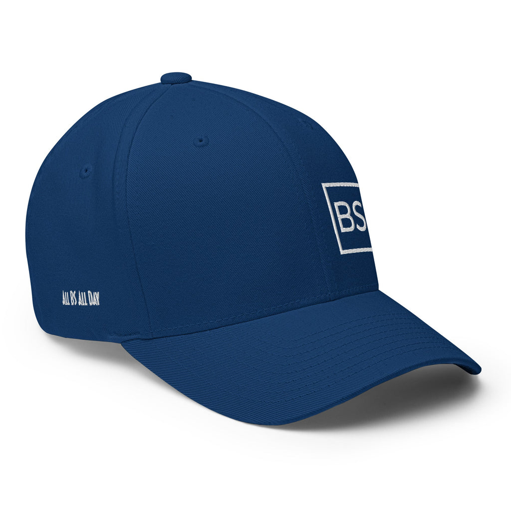 All BS All Day White Logo Flexfit Hat - Royal Blue - S/M