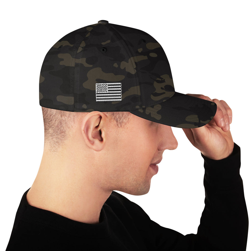 Black Square Flag Flexfit Hat - Multicam Black - L/XL
