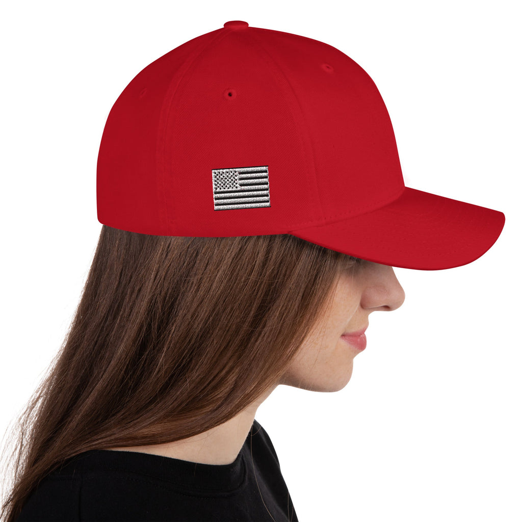 Black Square Flag Flexfit Hat - Red - L/XL