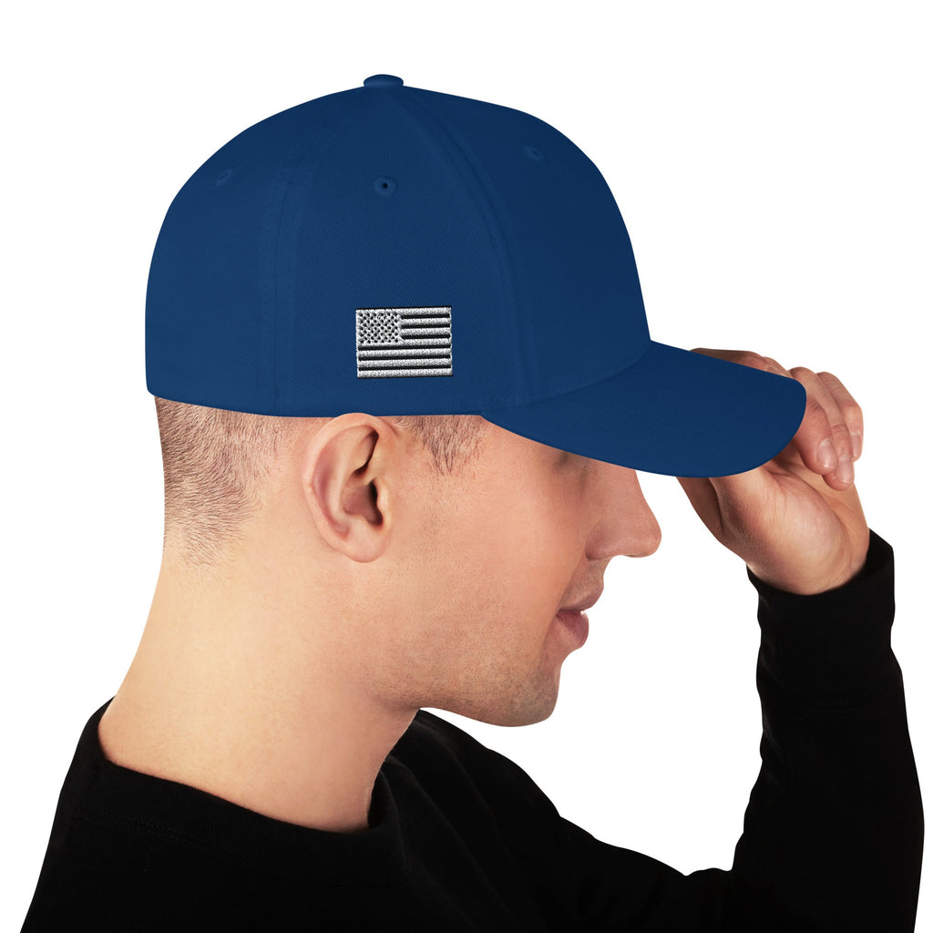 Black Square Flag Flexfit Hat - Royal Blue - L/XL