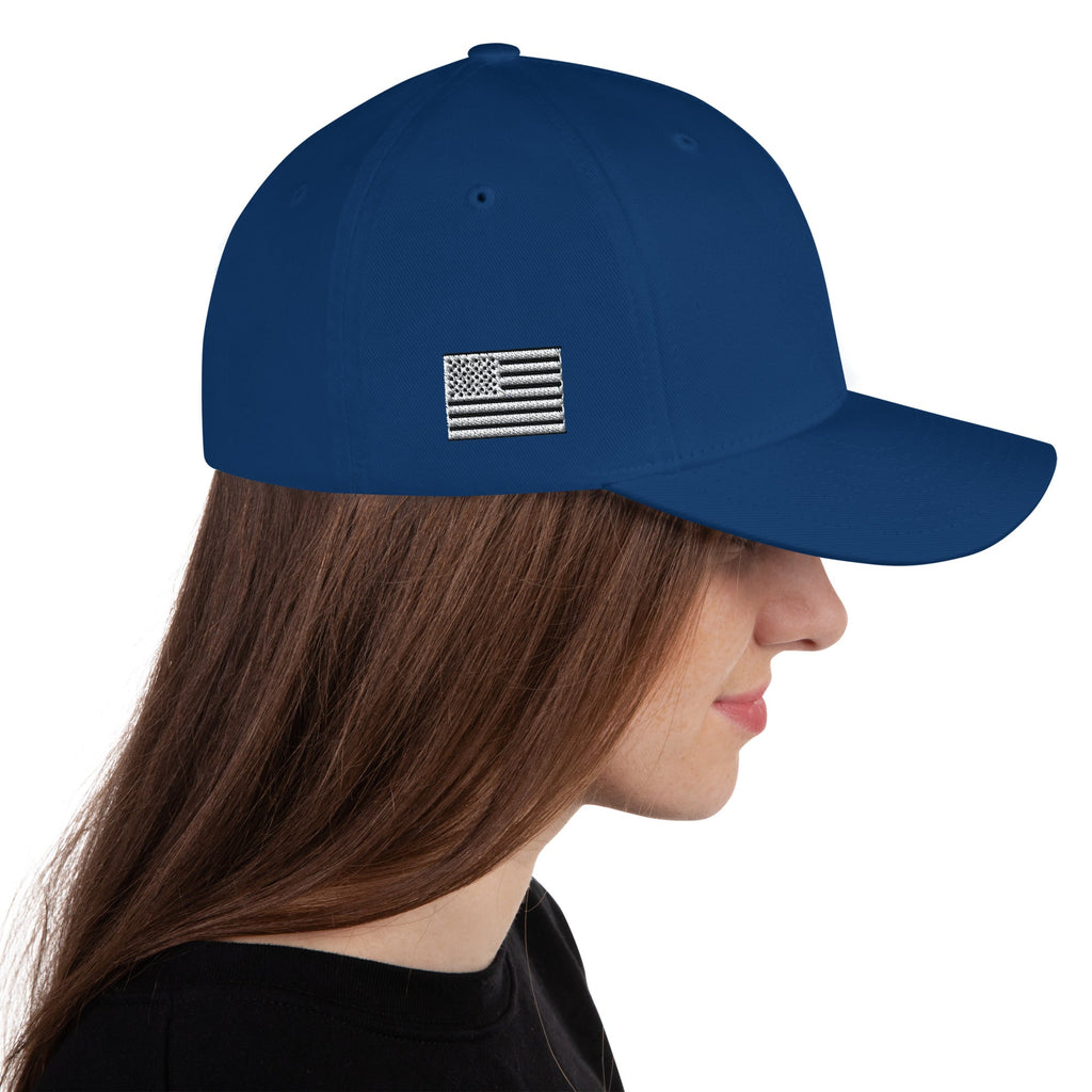 Black Square Flag Flexfit Hat - Royal Blue - L/XL