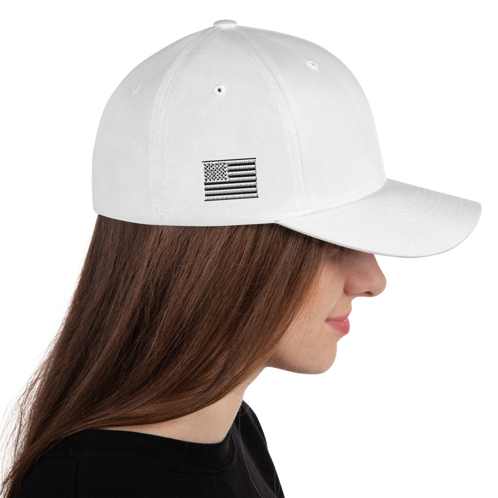 Black Square Flag Flexfit Hat - White - L/XL