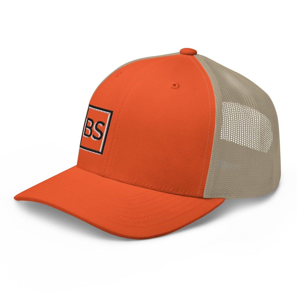 Black Square Golf 2D Logo Trucker Cap - Rustic Orange/ Khaki -