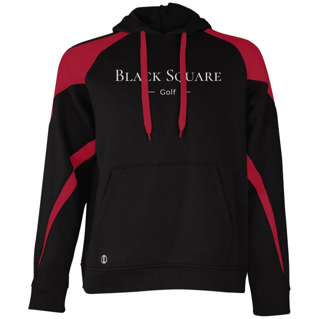 Black Square Golf Athletic Colorblock Fleece Hoodie - Black/Scarlet - S