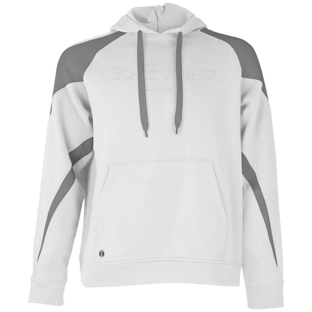 Black Square Golf Athletic Colorblock Fleece Hoodie - White/Charcoal Heather - S
