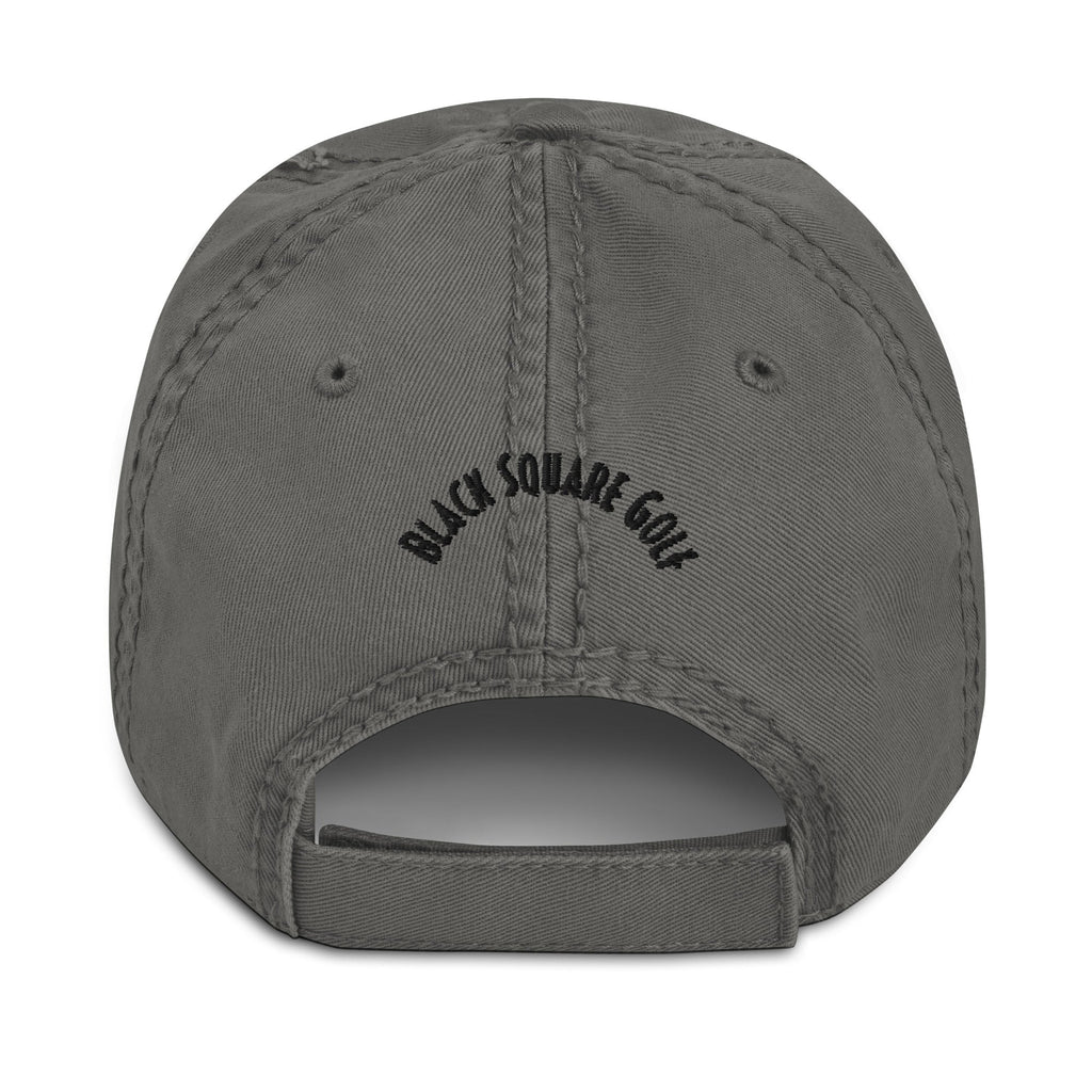 Black Square Golf Distressed Hat - Charcoal Grey -
