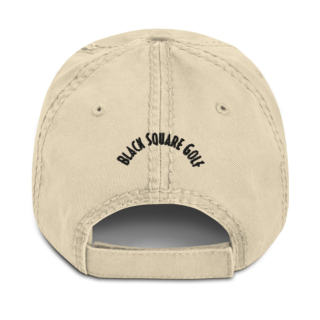 Black Square Golf Distressed Hat - Khaki -