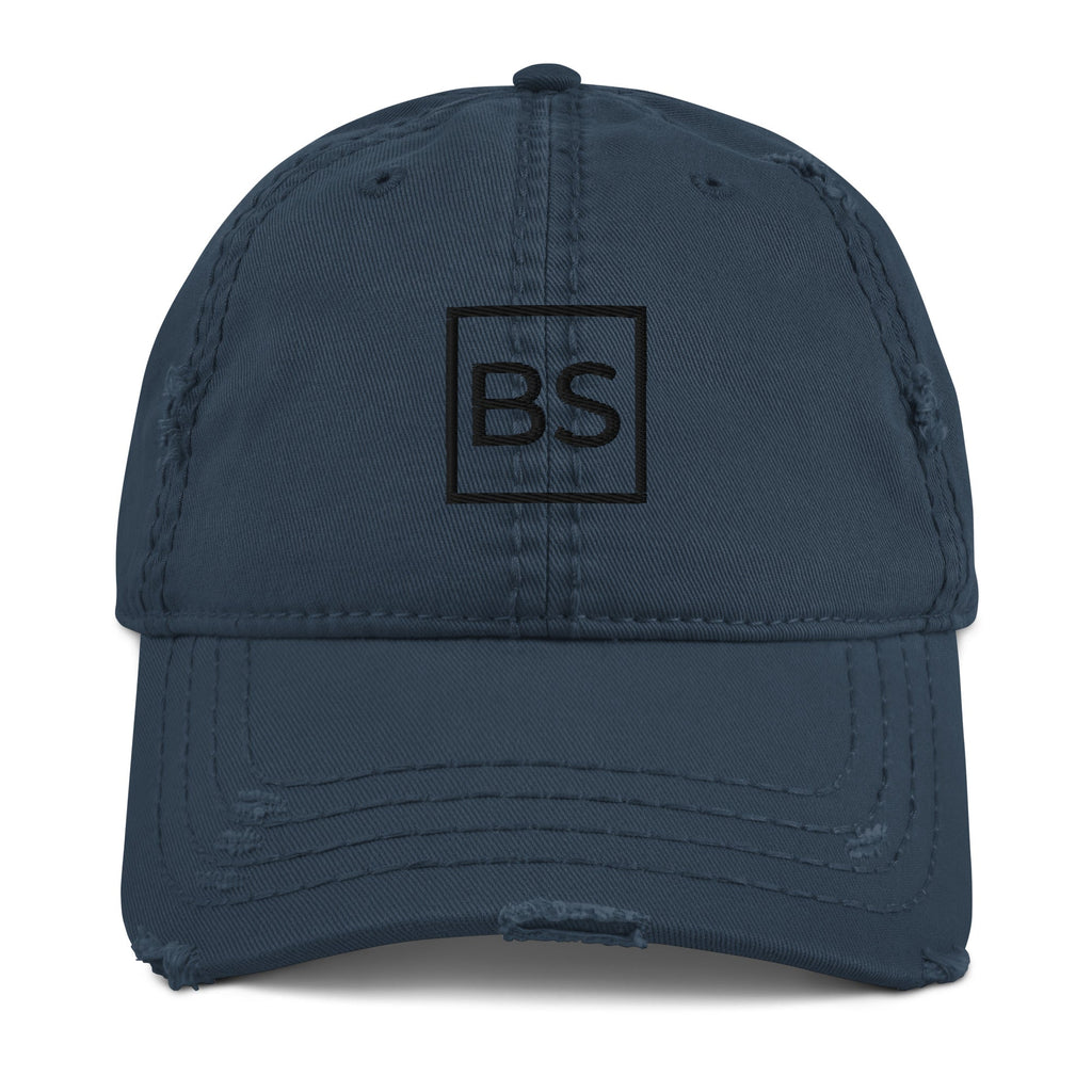 Black Square Golf Distressed Hat - Navy -