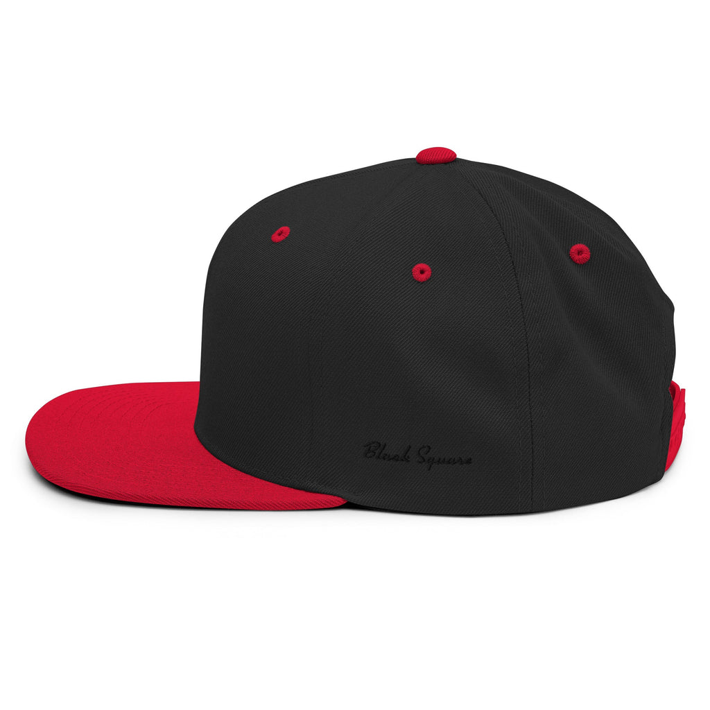 Black Square Golf Flat Brim Snapback Hat - Black/ Neon Pink -