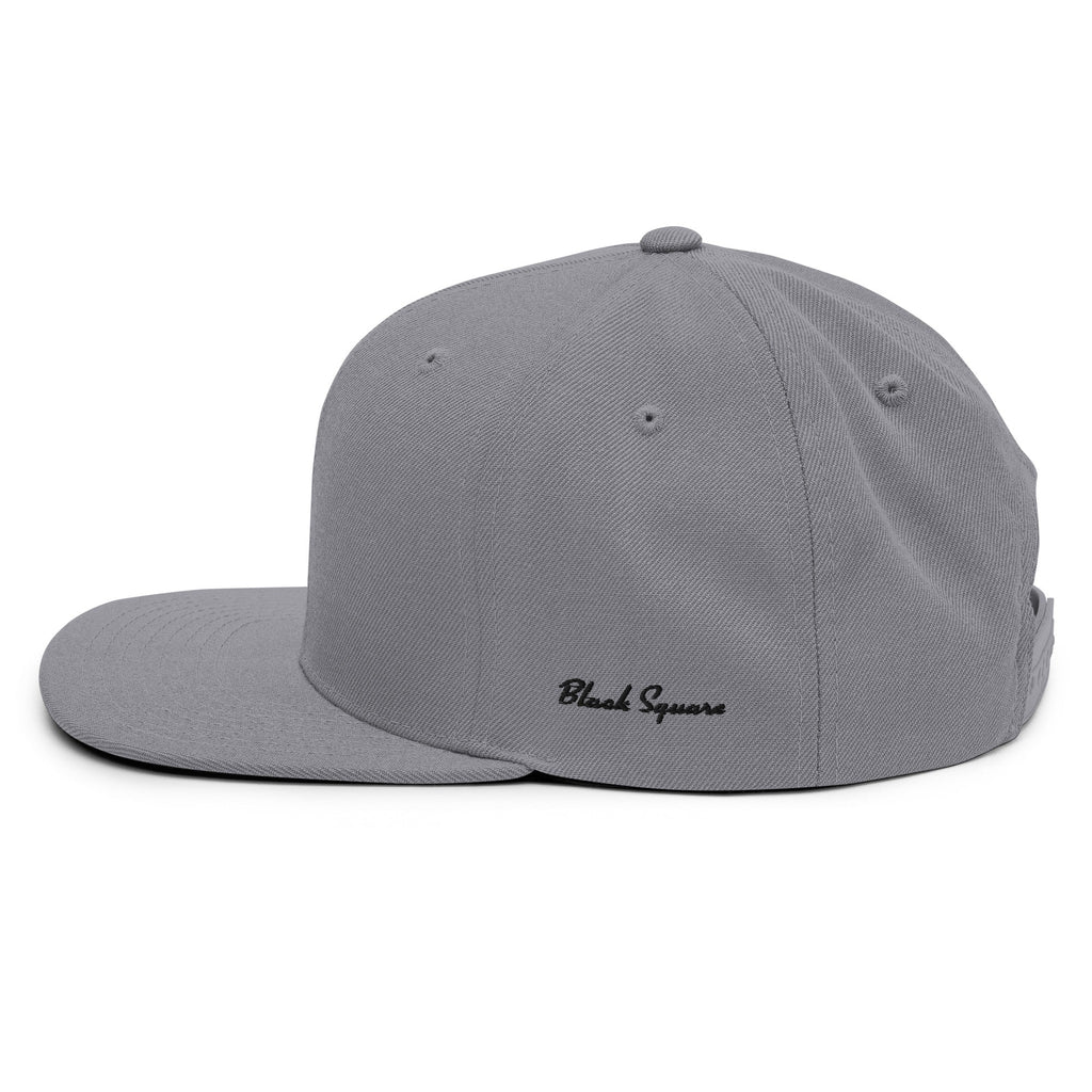 Black Square Golf Flat Brim Snapback Hat - Heather/Black -