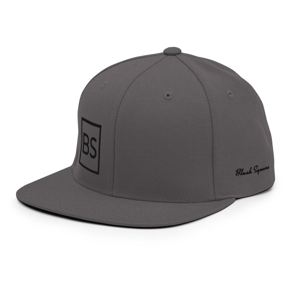 Black Square Golf Flat Brim Snapback Hat - Dark Grey -
