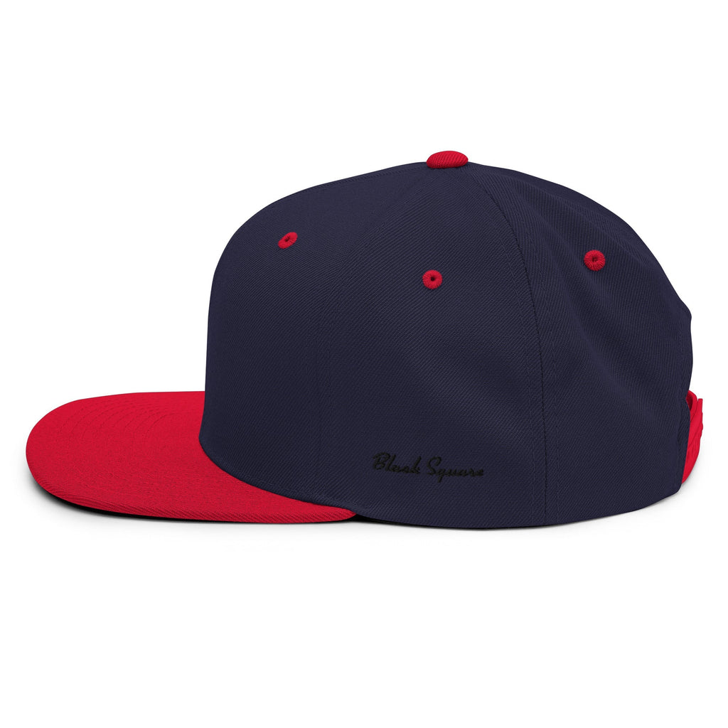 Black Square Golf Flat Brim Snapback Hat - Navy/ Red -