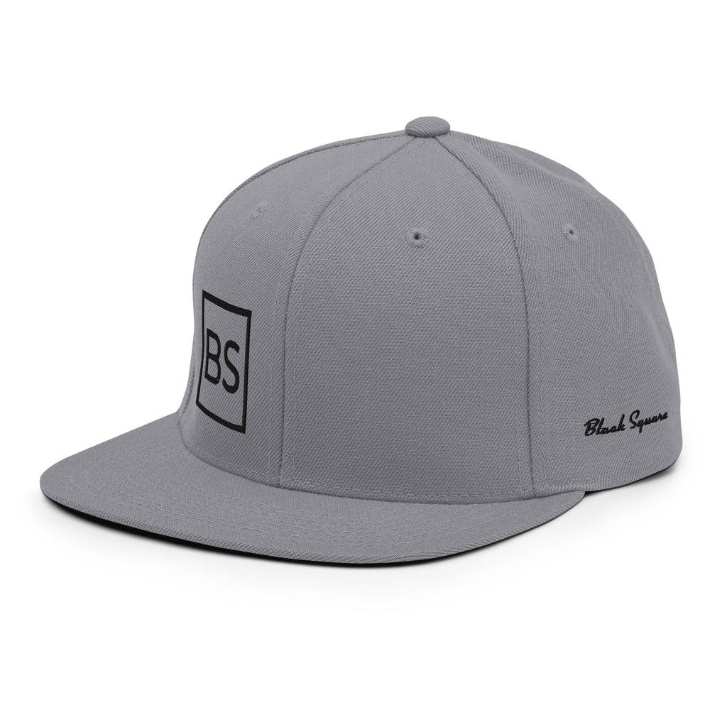 Black Square Golf Flat Brim Snapback Hat - Silver -