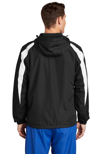 Black Square Golf Fleece Lined Colorblock Hooded Jacket - Black/White - X-Small
