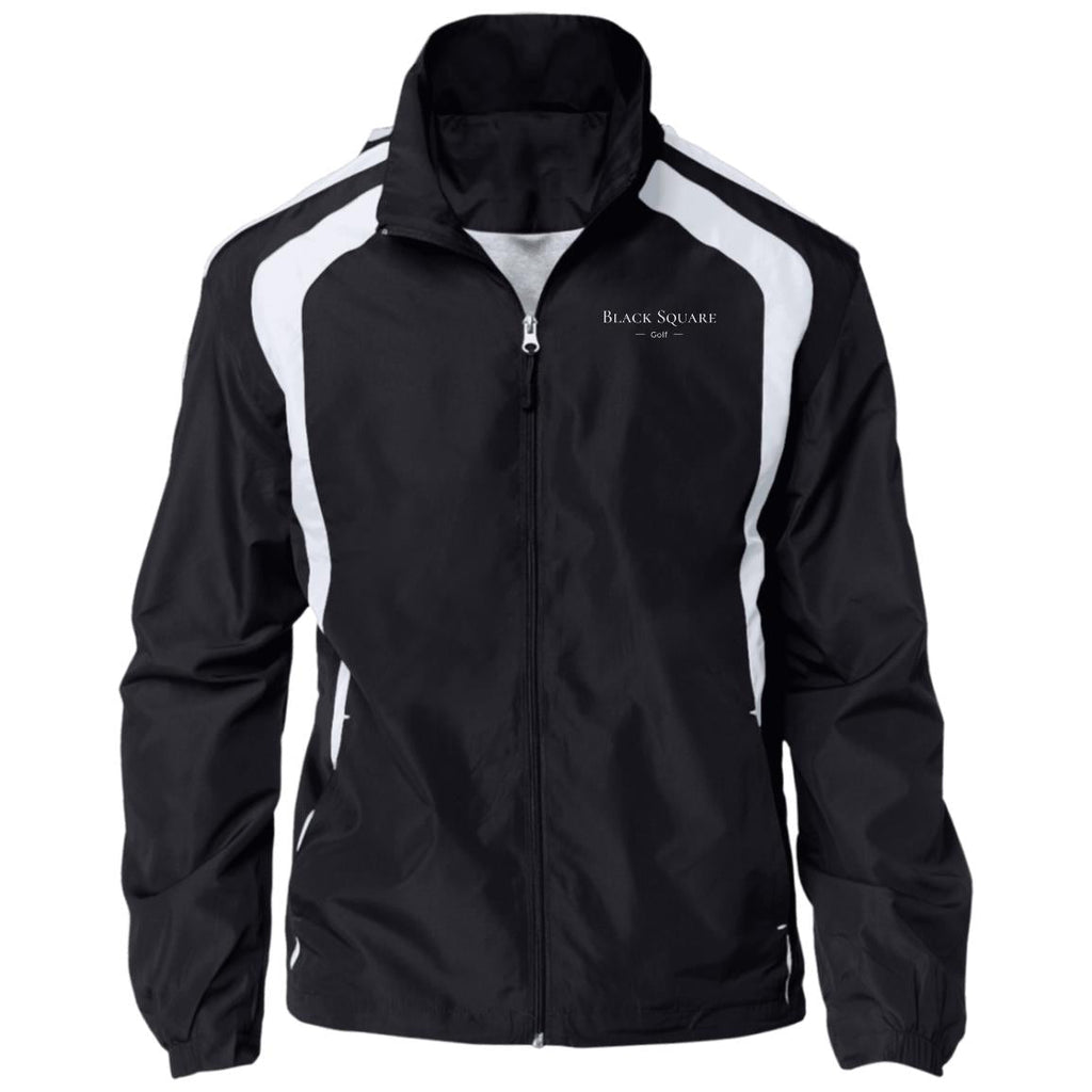 Black Square Golf Jersey-Lined Raglan Jacket - Black/White - S