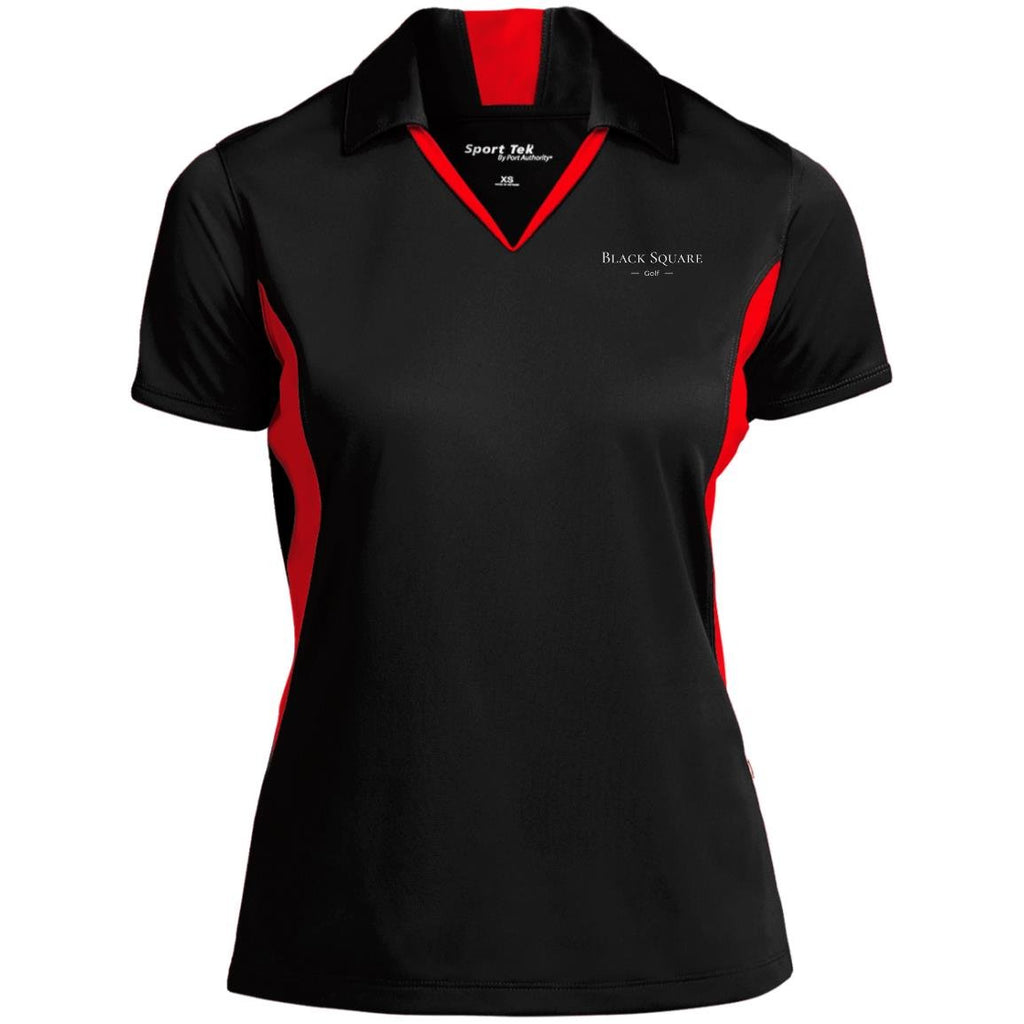 Black Square Golf Ladies' Colorblock Performance Polo - Black/True Red - X-Small