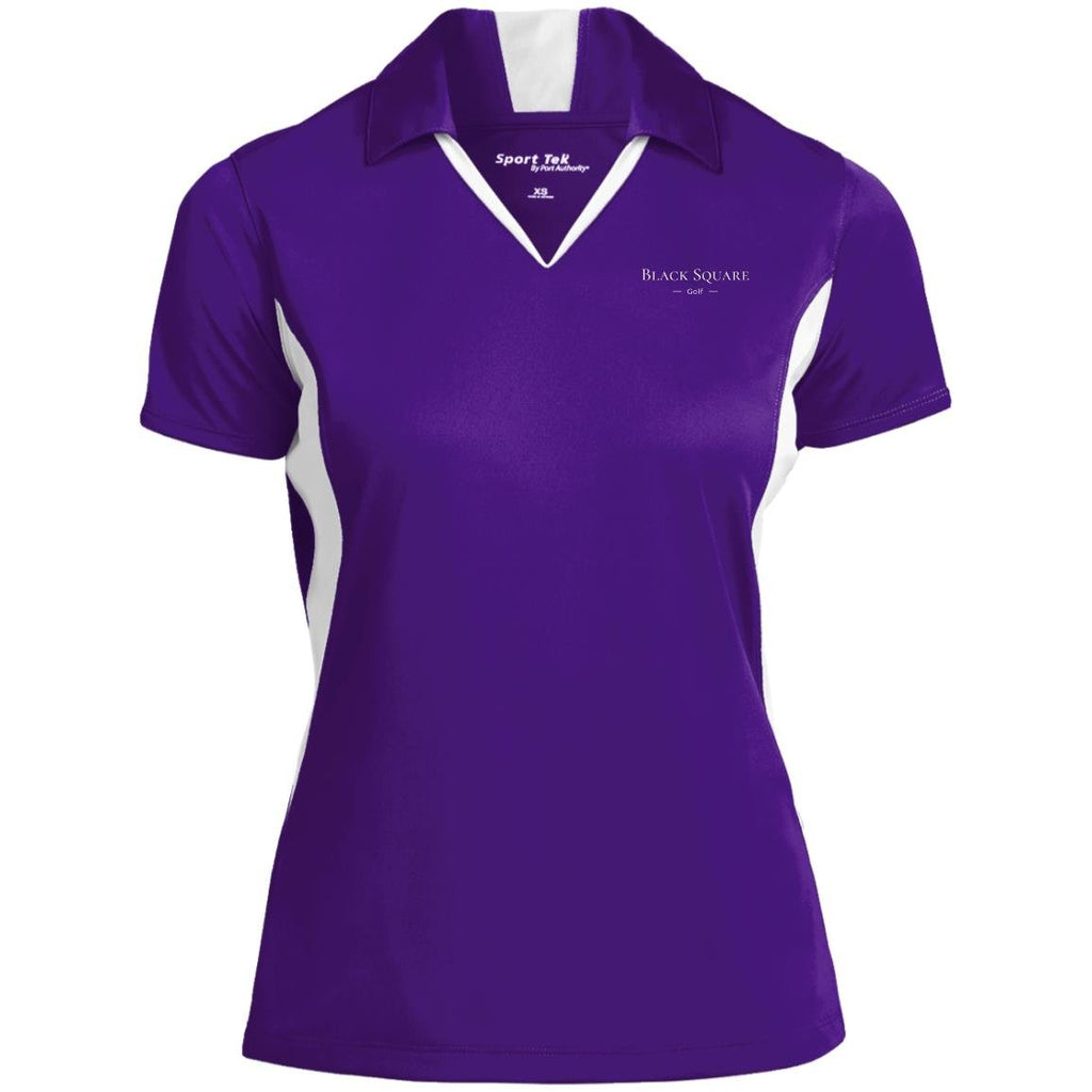 Black Square Golf Ladies' Colorblock Performance Polo - Purple/White - X-Small
