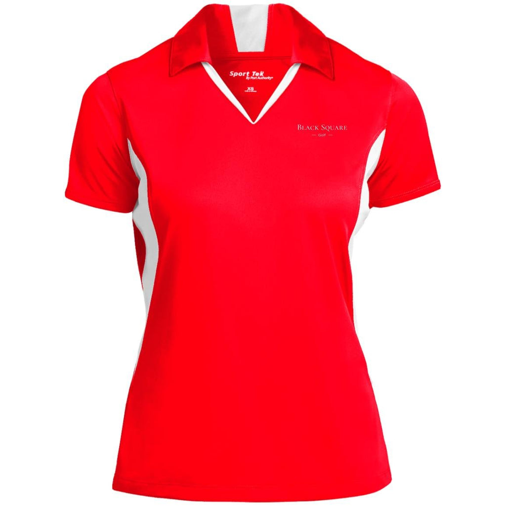 Black Square Golf Ladies' Colorblock Performance Polo - True Red/White - X-Small