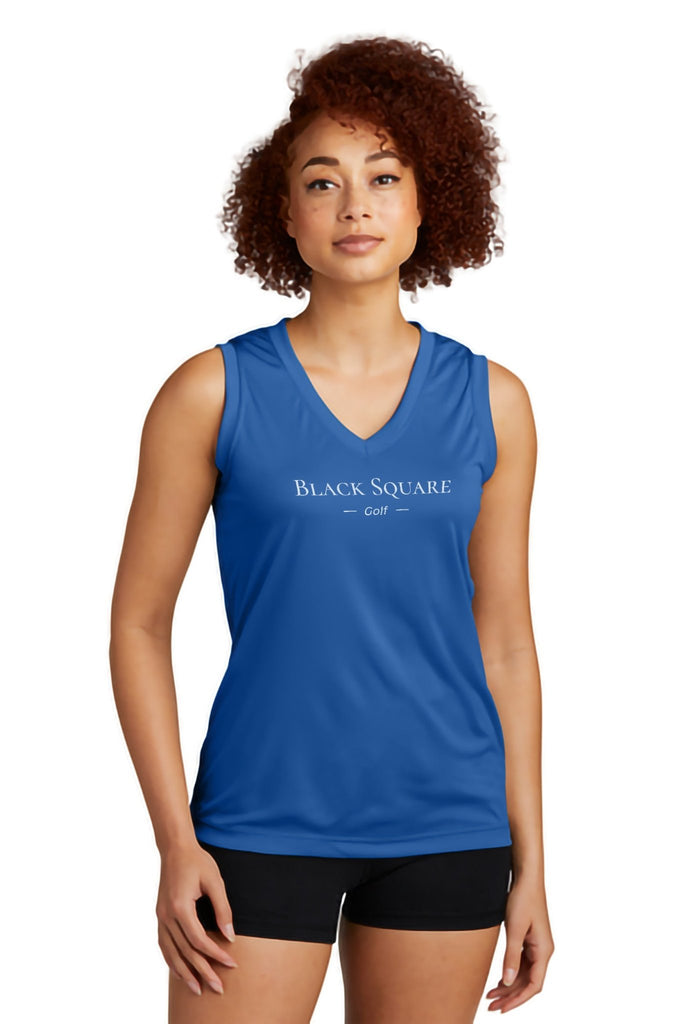 Black Square Golf Ladies' Sleeveless V-Neck Performance Tee - White - X-Small