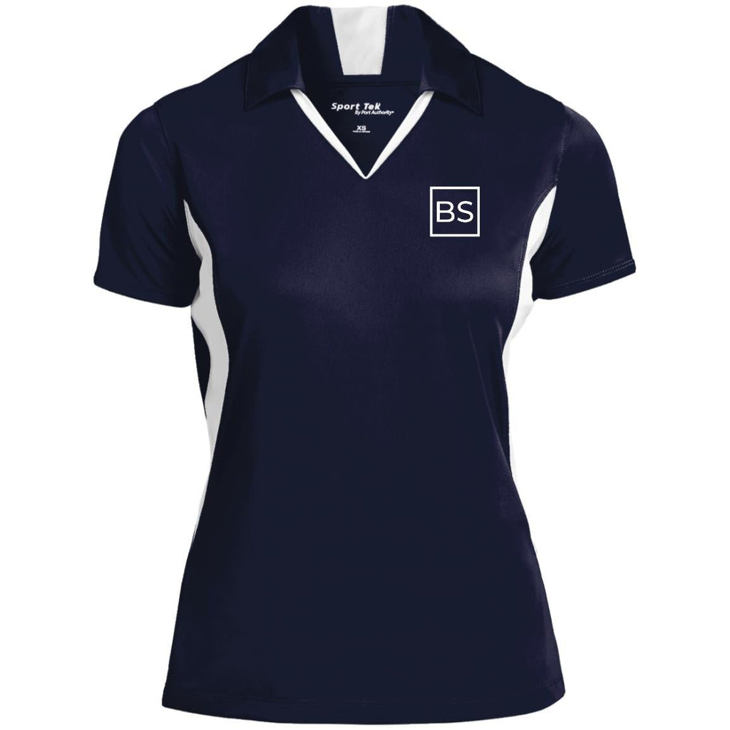 Black Square Golf Logo Ladies' Colorblock Performance Polo - True Navy/White - X-Small