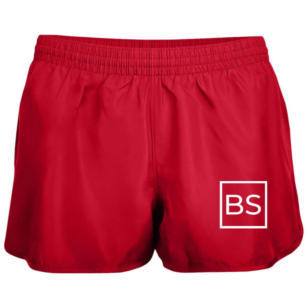 Black Square Golf Logo Ladies' Wayfarer Running Shorts - Red - X-Small