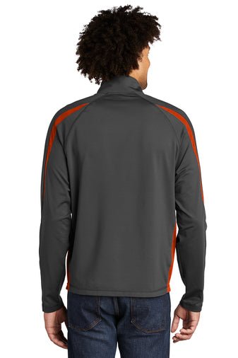 Black Square Golf Logo Men's Performance 1/2 Zip - Charcoal Grey/Deep Orange - X-Small
