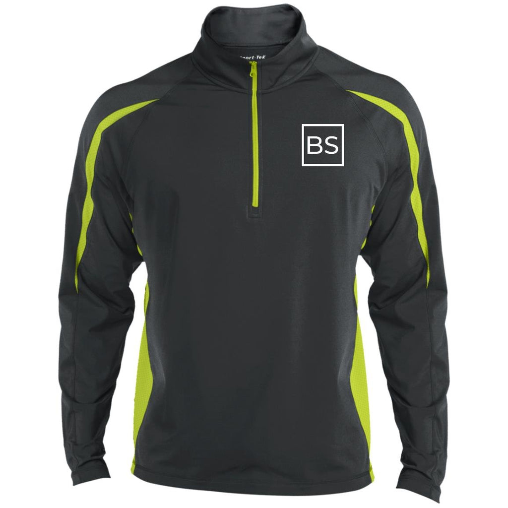 Black Square Golf Logo Men's Performance 1/2 Zip - Charcoal/Charge Green - X-Small