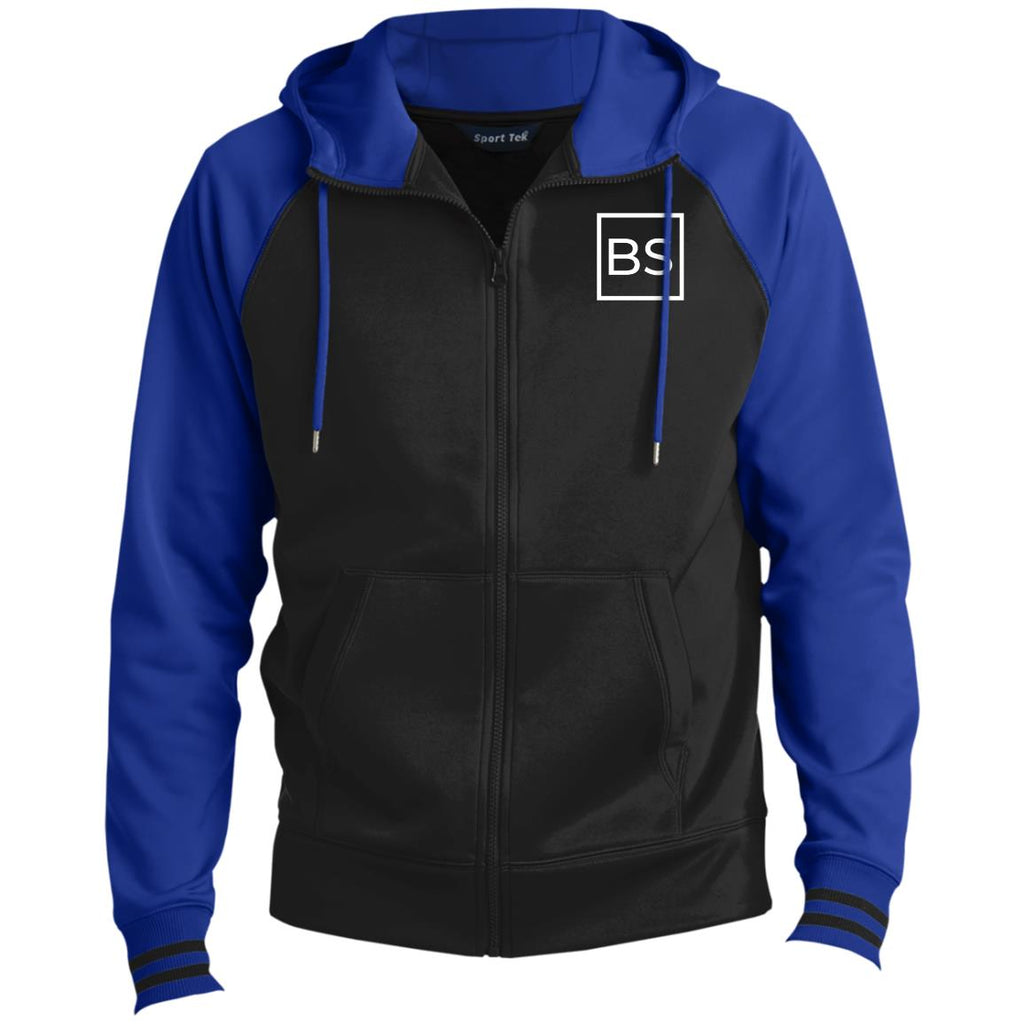 Black Square Golf Logo Men's Sport Full-Zip Hooded Jacket - Black/True Royal - X-Small